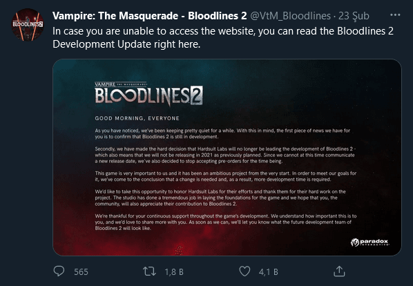 Vampire: The Masquerade Bloodlines 2 - Süresiz Ertelendi görseli 1