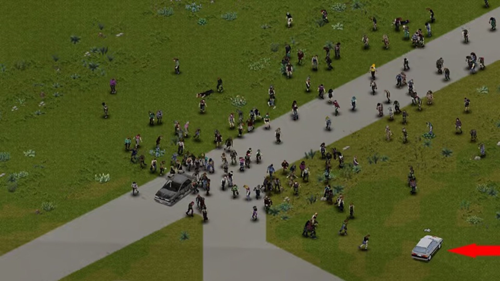 Project Zomboid 42.21 güncellemesi zombi sürüsü görseli
