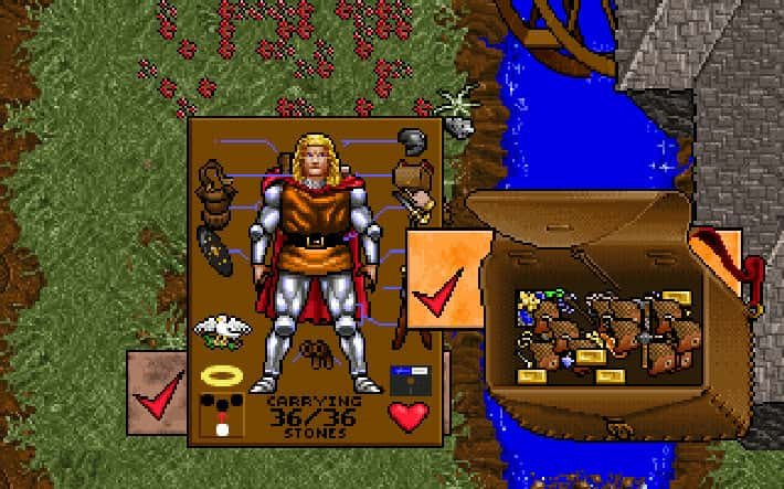 Ultima 7 The Complete Edition karakter envanteri ekranı