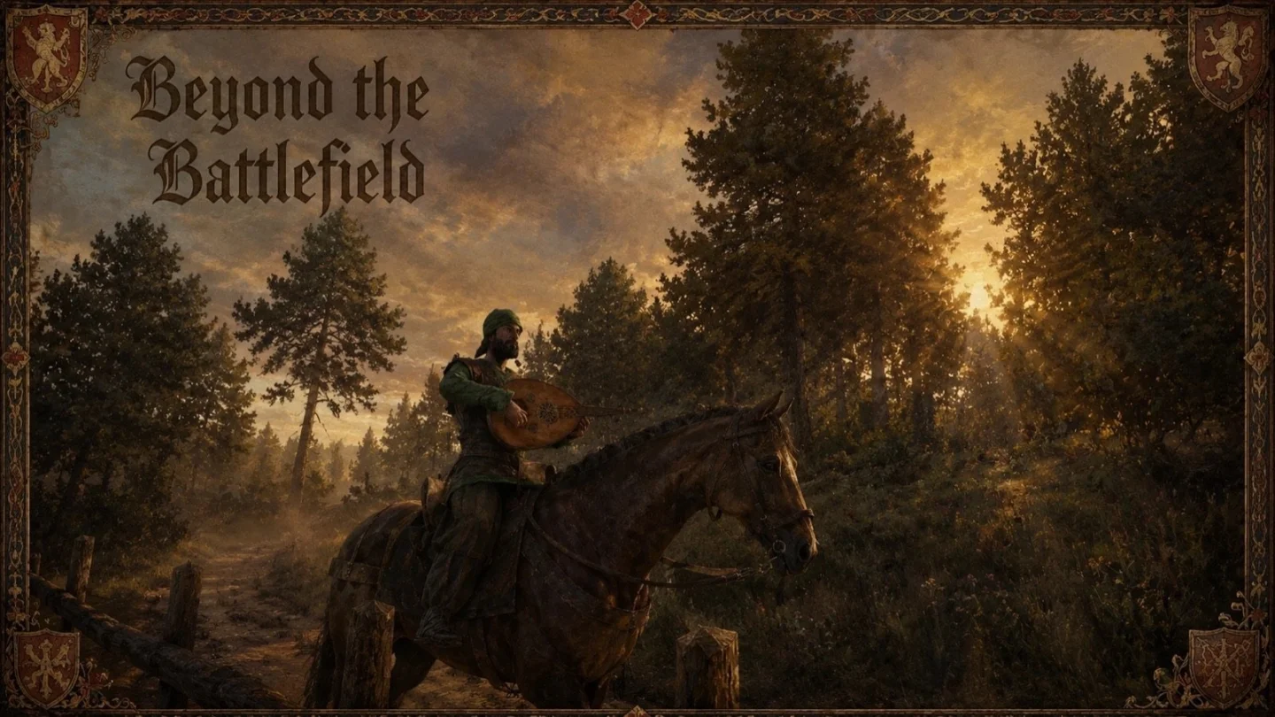 Bannerlord Beyond the Battlefield modu tanıtım görseli, gitarlı atlı