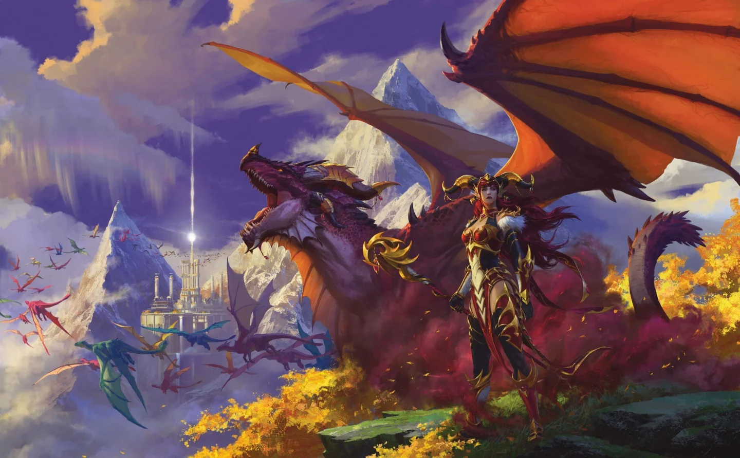D&D World of Warcraft kitabındaki beş ejderha sürüsünün resmi çizimi