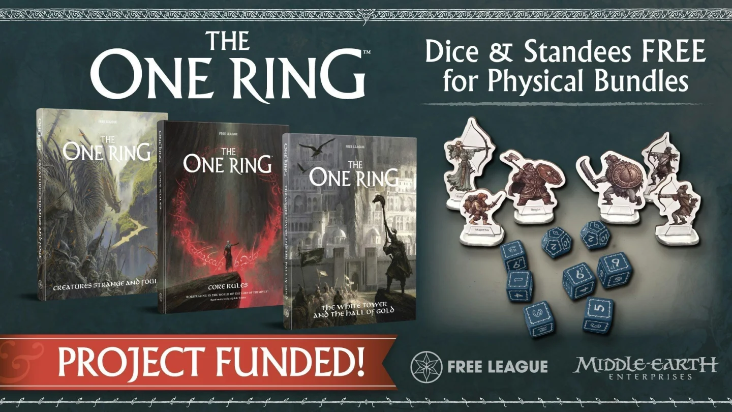 The One Ring revize kitapları, standee ve zarlar ile proje fonlandı görseli